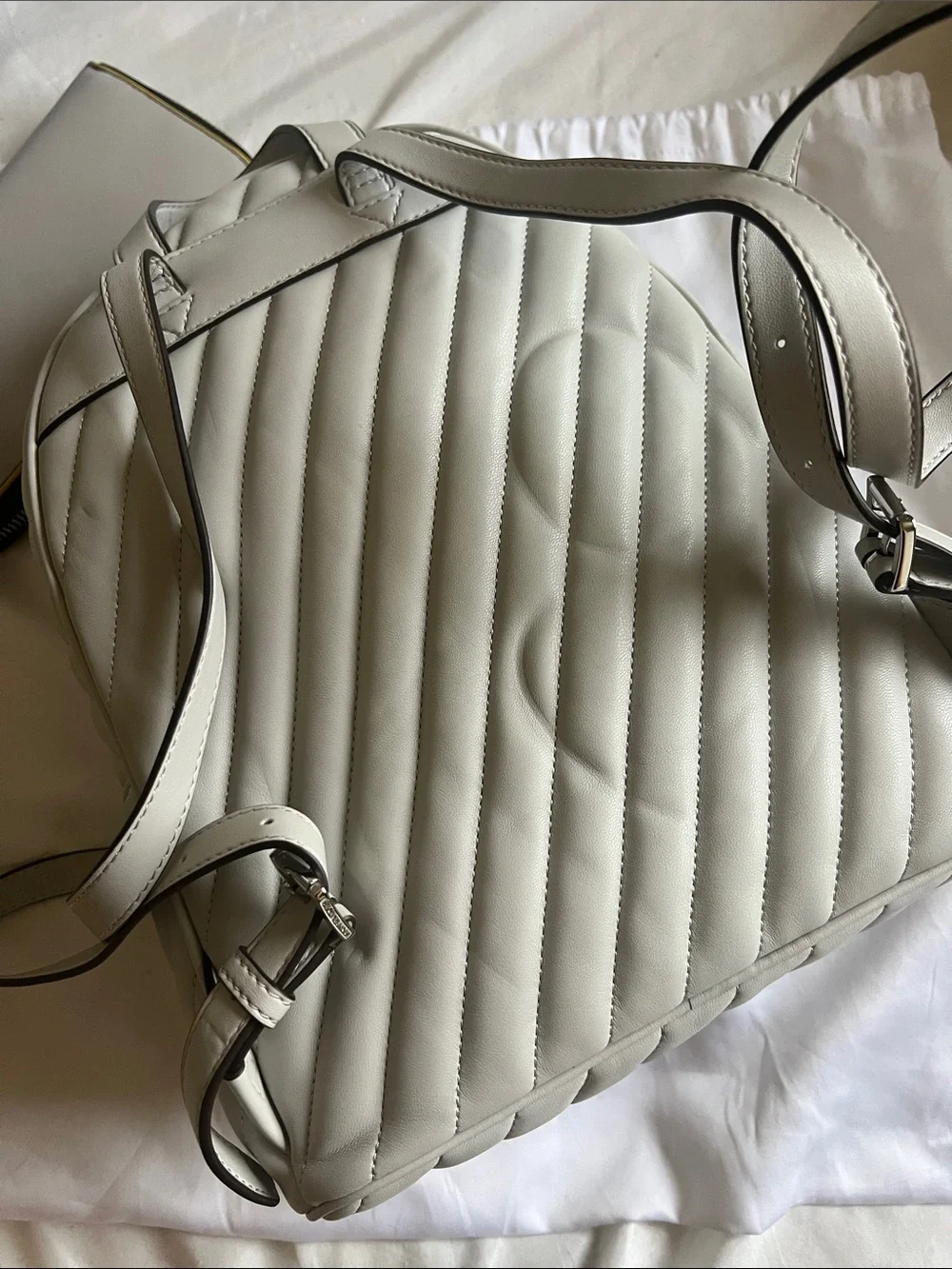 Michael Kors White Quilted Leather Backpack with Matching White Zip Wallet